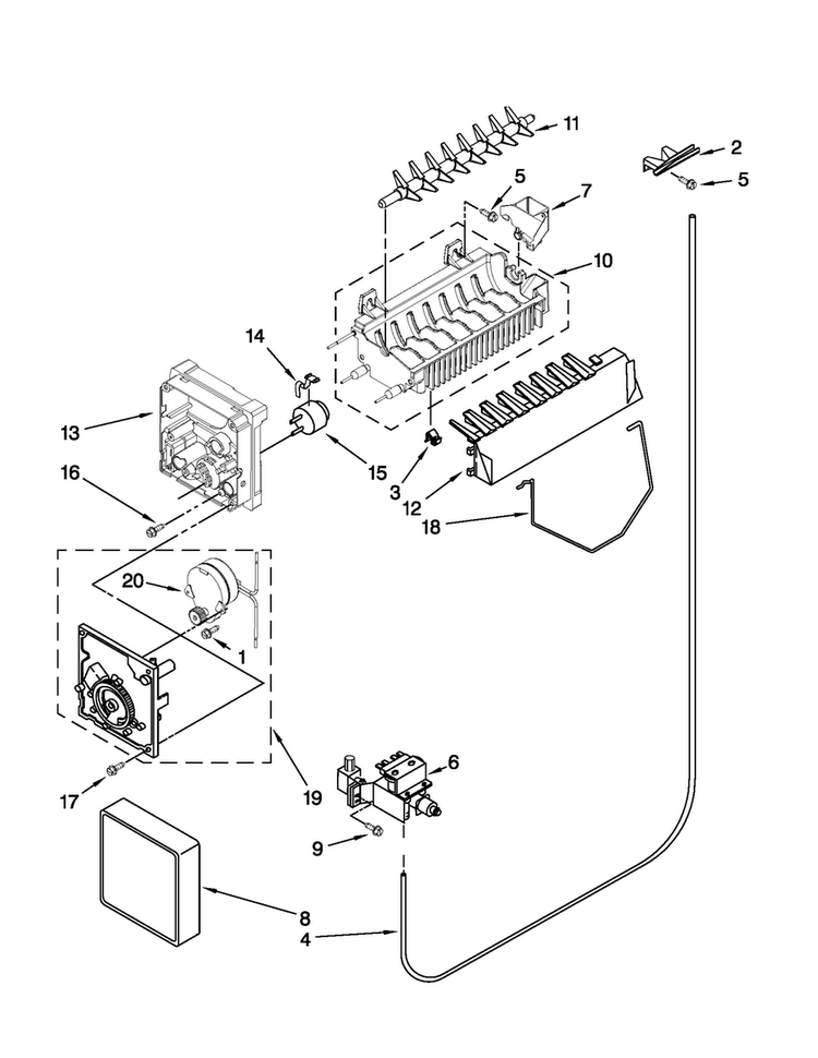 Icemaker Parts Diagram and Parts List for MSD2573VEW00  Maytag Refrigerator