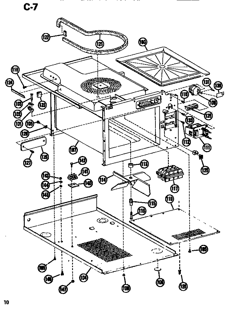 INTERIOR Diagram and Parts List for EMR2 P7220801M Amana Microwave