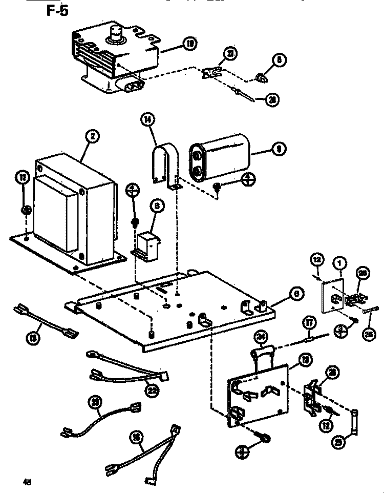 INTERIOR Diagram and Parts List for RL59 P7547301M Amana Microwave