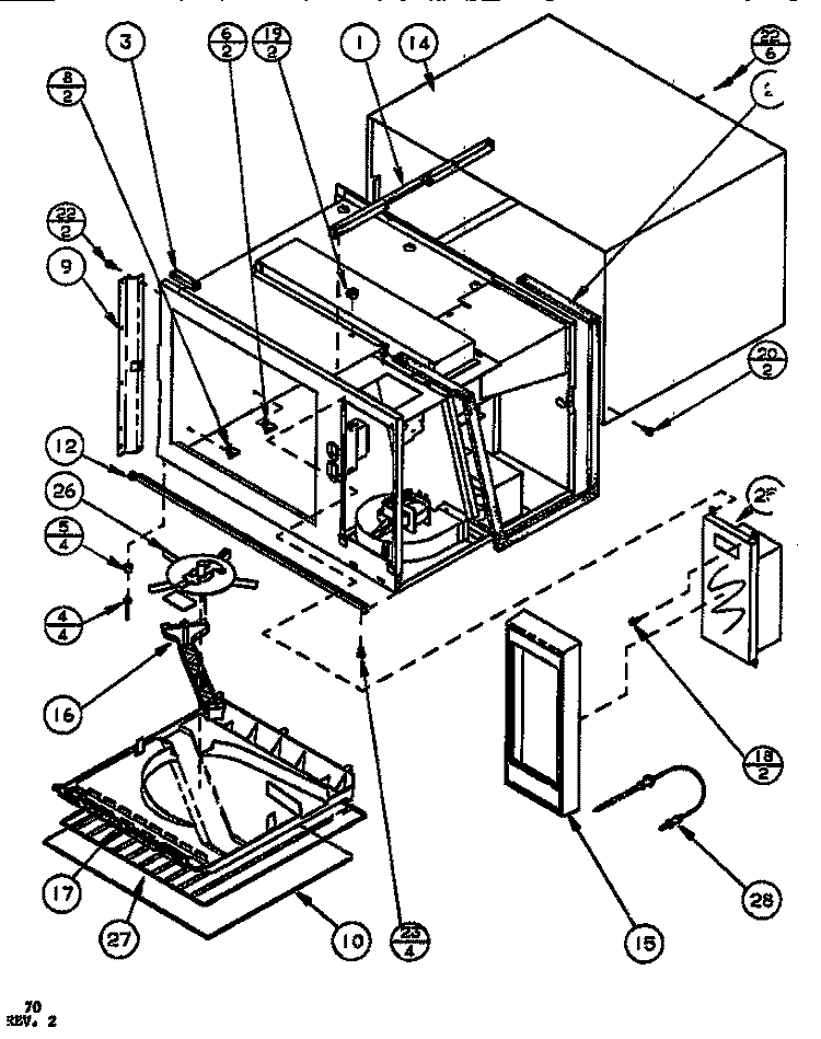 INTERIOR Diagram and Parts List for RS520A P7766604M Amana Microwave