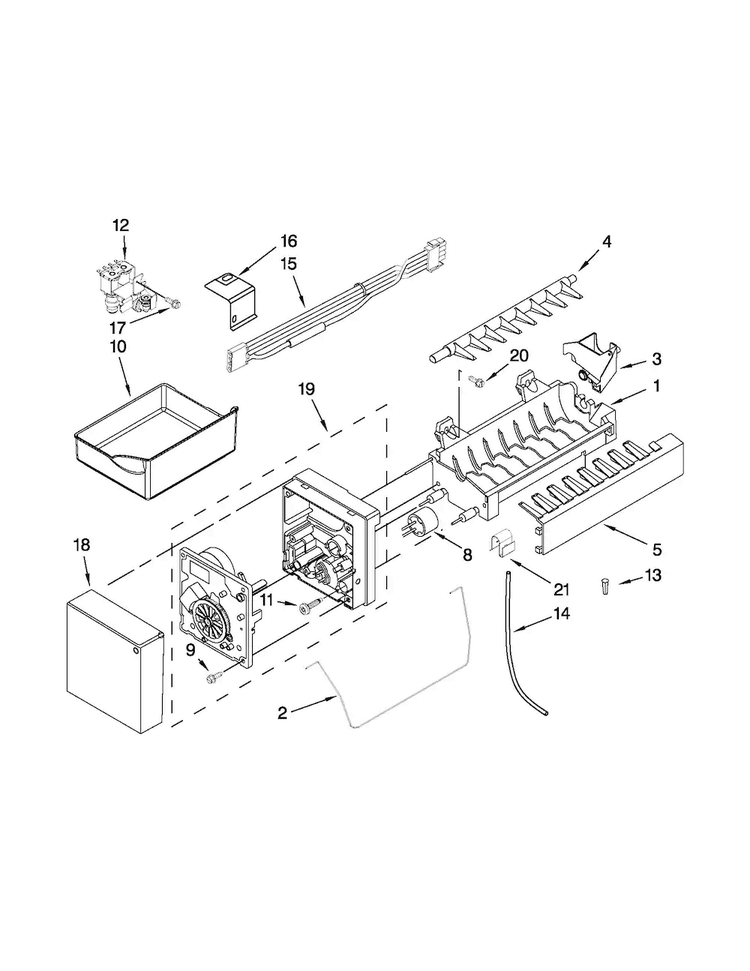 Ice Maker Diagram and Parts List for JFC2089WEP11  Jenn-Air Refrigerator