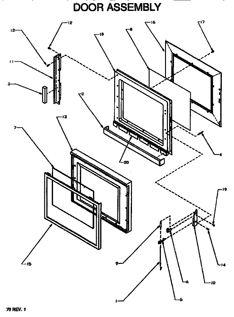 DOOR ASSY Diagram and Parts List for RS560I P1110911M Amana Microwave