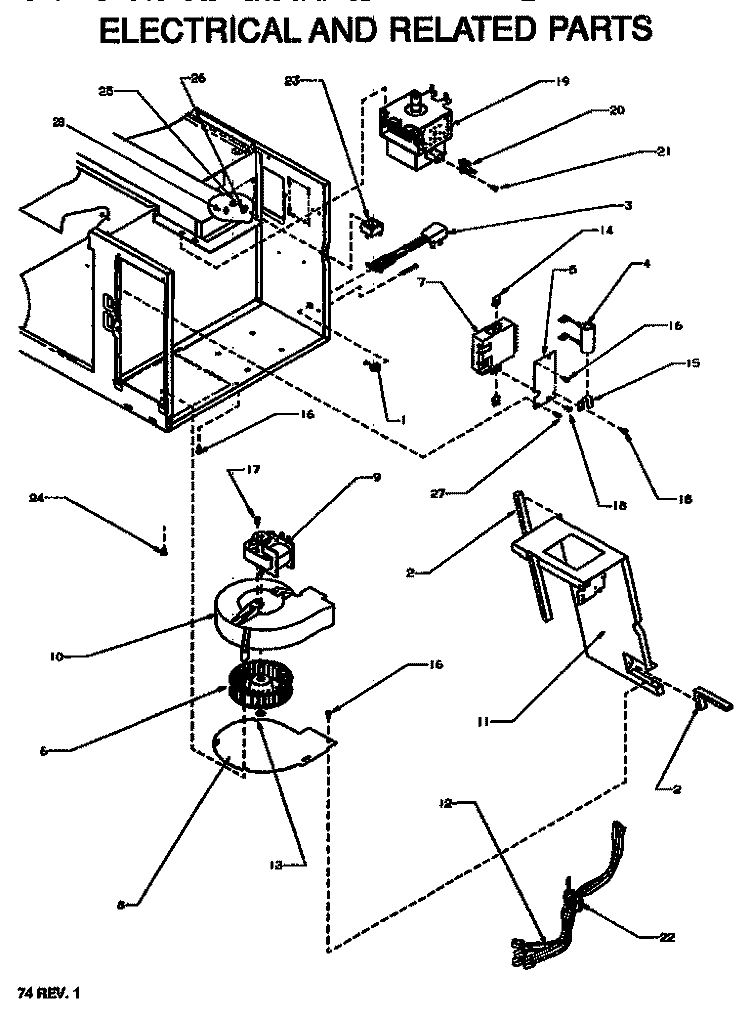 ELECTRICAL Diagram and Parts List for RS560I P1110911M Amana Microwave