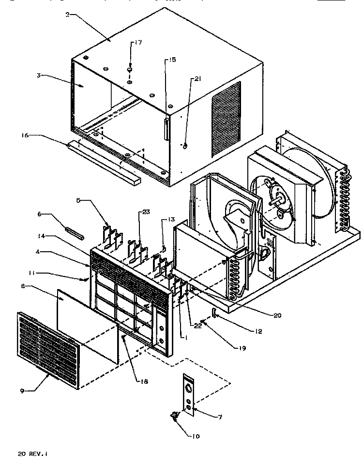 OUTER CASE & FRONT ASSY Diagram and Parts List for 12C5Y P1177817R Maytag Air Conditioner
