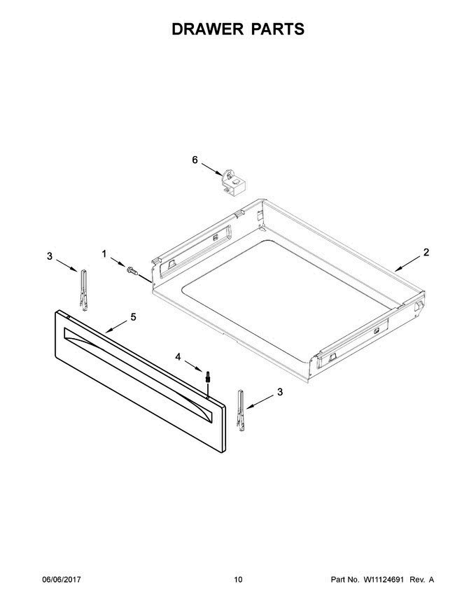 06 - Drawer Parts Diagram and Parts List for ACR4503SFW1  Amana Range