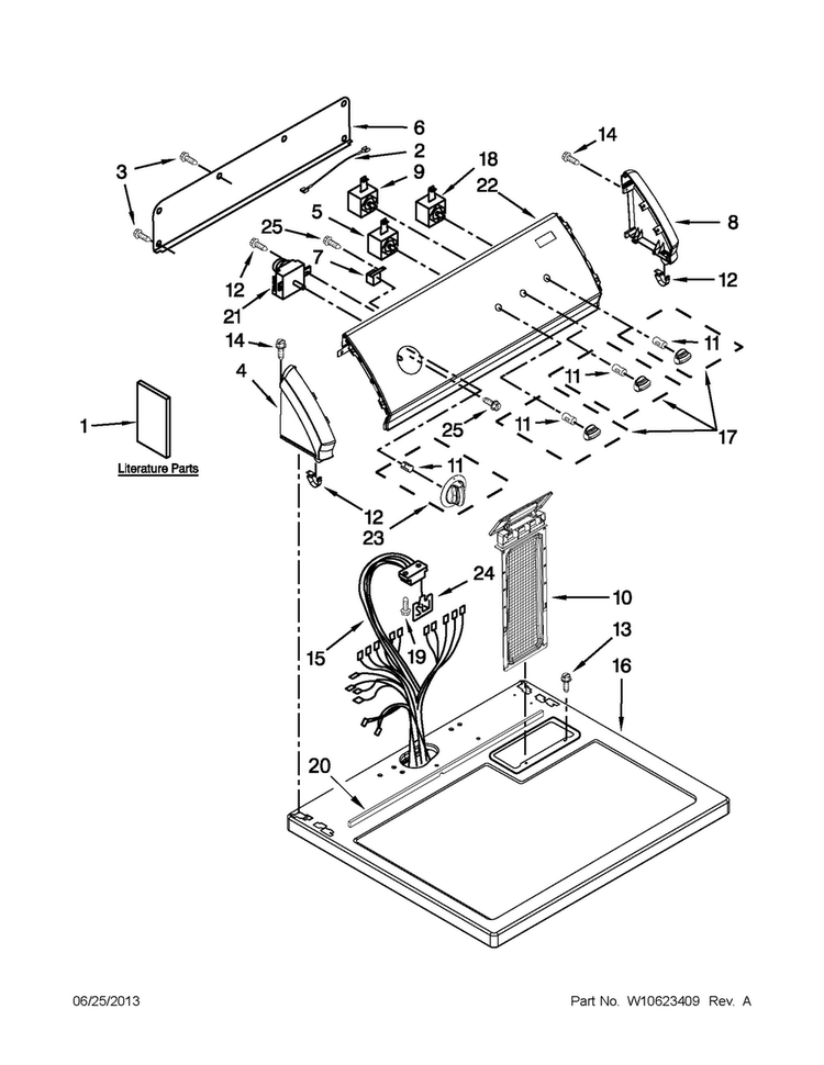 Top And Console Parts Diagram and Parts List for CED147SBW0  Crosley Dryer