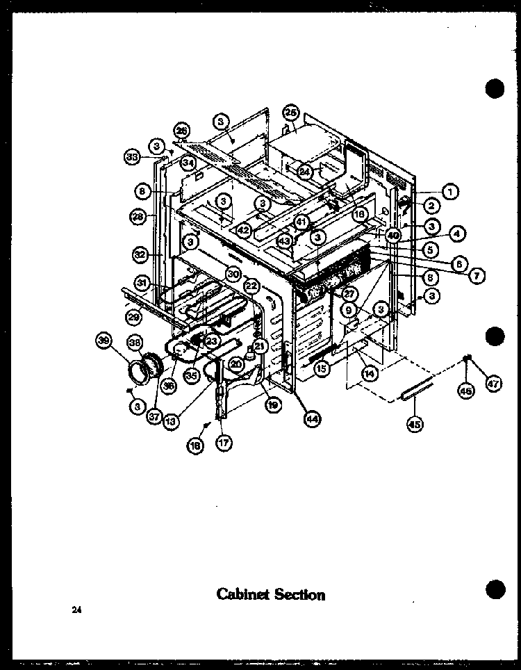 Cabinet Section Diagram and Parts List for ADMIC-P8592803S  Amana Range