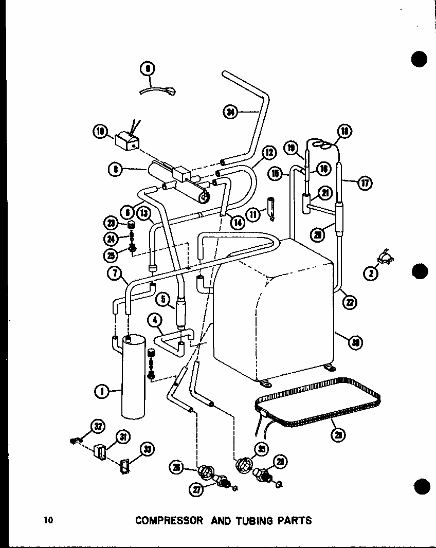 Compressor And Tubing Parts (erhq24/p55200-49c) (erhq30/p55200-52c) (rhq36/p55200-53c) Diagram and Parts List for RHA48-003 P55201-50C Amana Air Conditioner