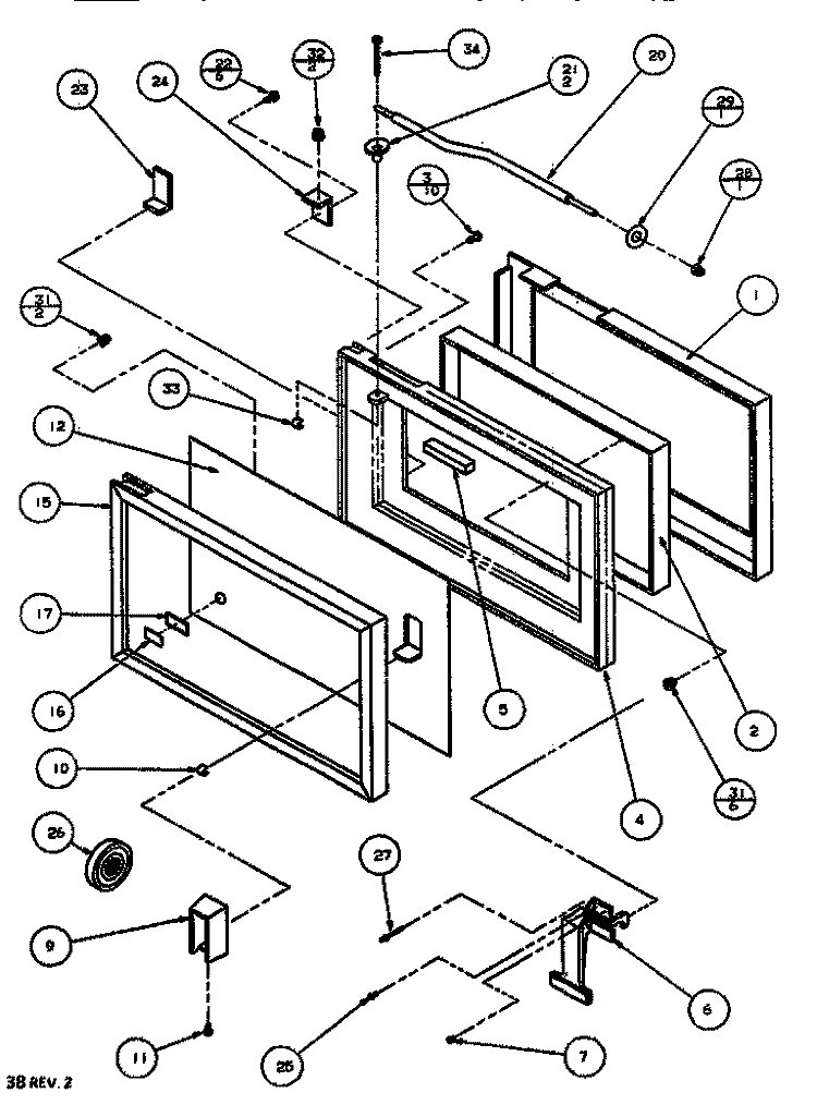 DOOR ASSY Diagram and Parts List for RC514SE P7836201M Amana Microwave