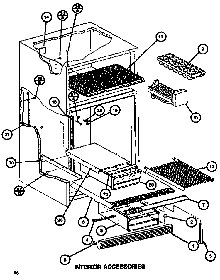 INTERIOR ACCESSORIES Diagram and Parts List for TR518G P7655602W Amana Refrigerator