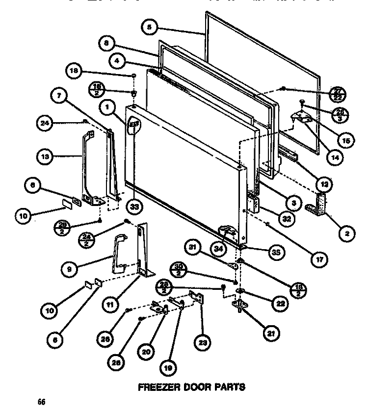 FZ DOOR Diagram and Parts List for TC522G P7655604W Amana Refrigerator