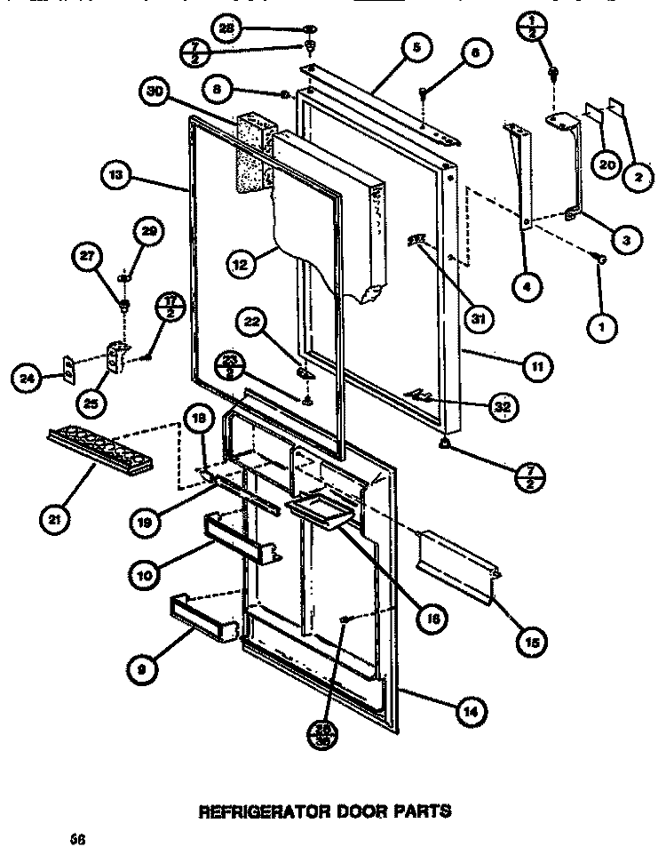 REF DOOR Diagram and Parts List for TC522G P7655604W Amana Refrigerator