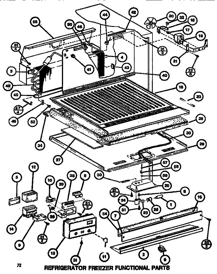 FUNCTIONAL PARTS (REF / FRZ) Diagram and Parts List for TC522G P7655604W Amana Refrigerator