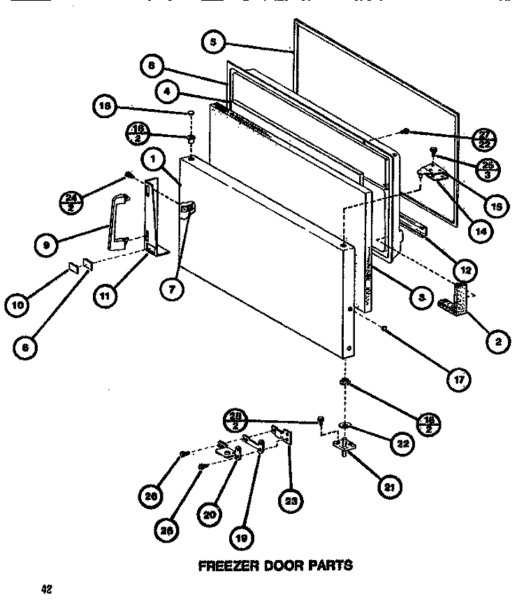 FZ DOOR Diagram and Parts List for TM516G1 P7655605W Amana Refrigerator