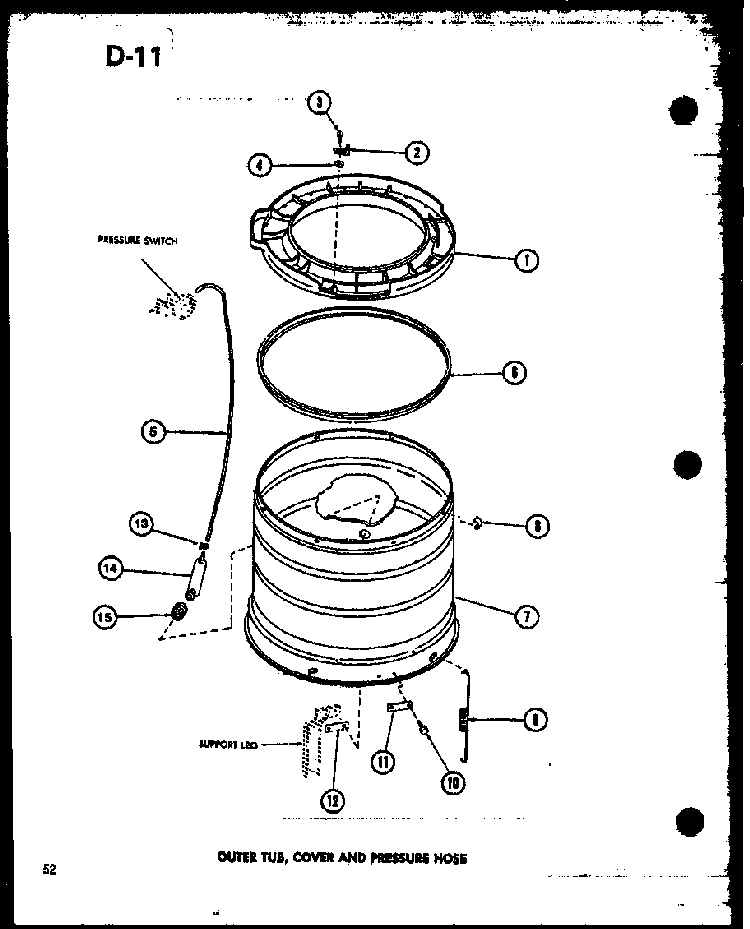 Outer Tub Diagram and Parts List for TAA200 P75751-13W Amana Washer