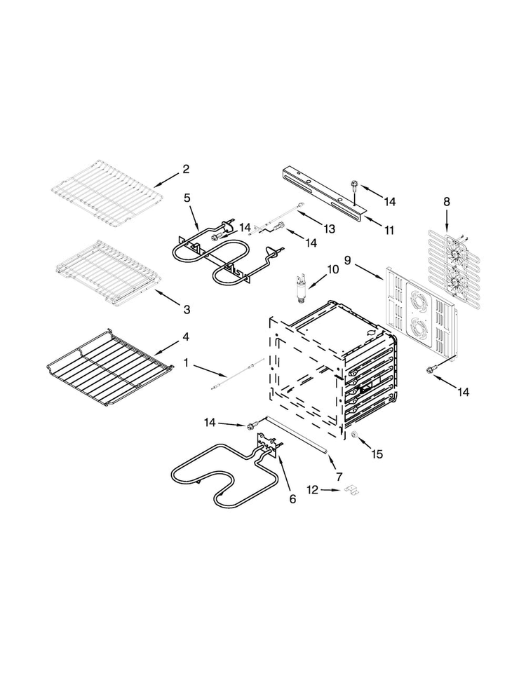 Internal Oven Parts Diagram and Parts List for JMW3430WP02  Jenn-Air Microwave