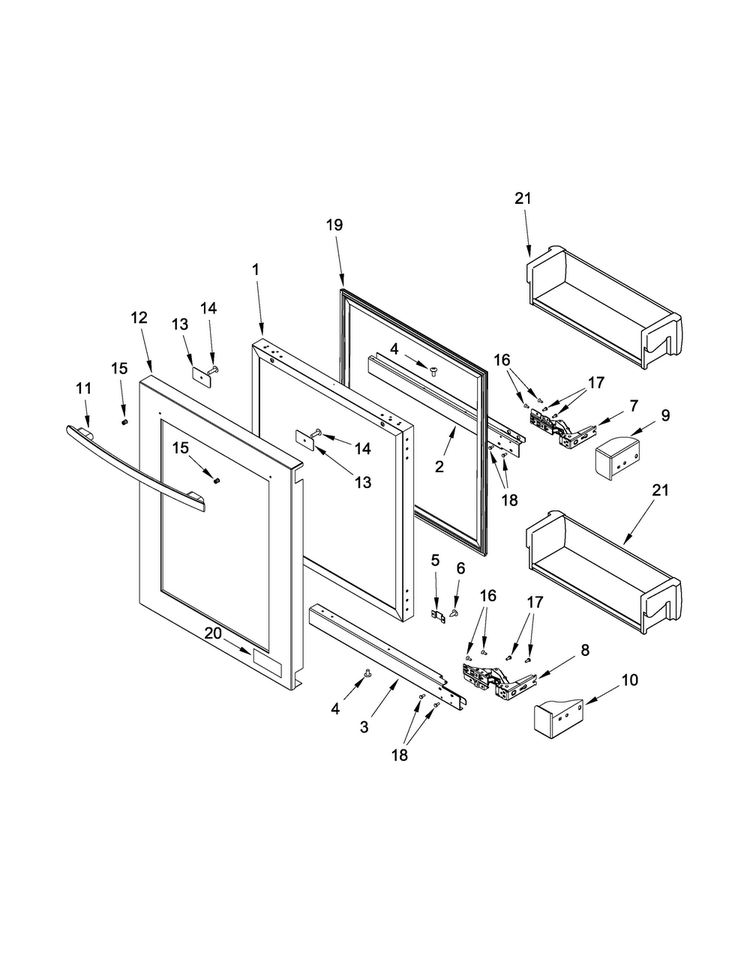 Door Parts Diagram and Parts List for JUR24FRARS00  Jenn-Air Refrigerator
