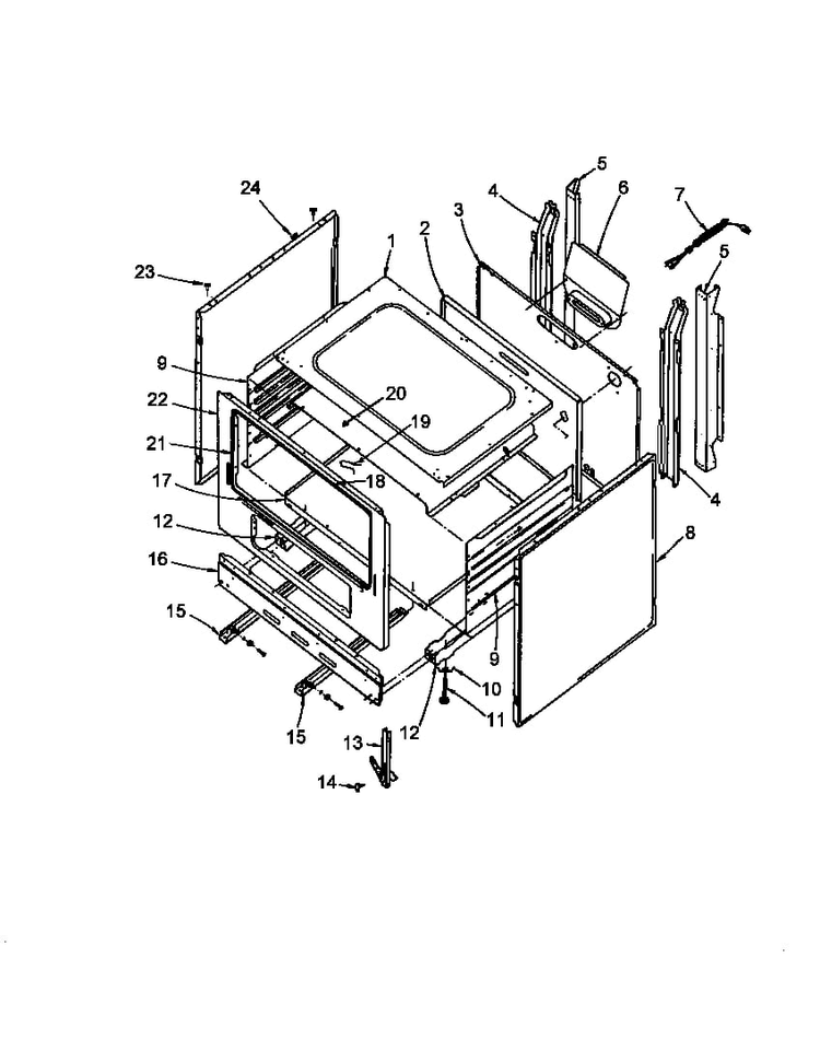 Cabinet Assembly Diagram and Parts List for SBP22AA5-P1142981NL  Amana Range