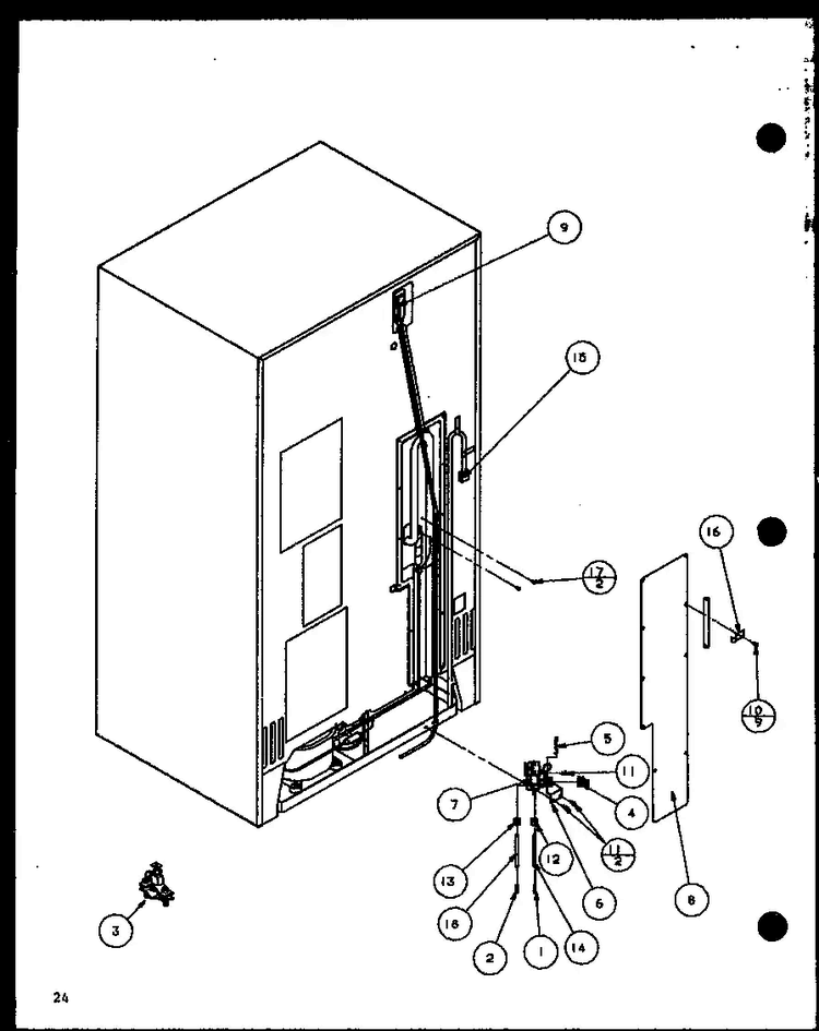 Cabinet Back Diagram and Parts List for SBD20H-P7836031W  Amana Refrigerator