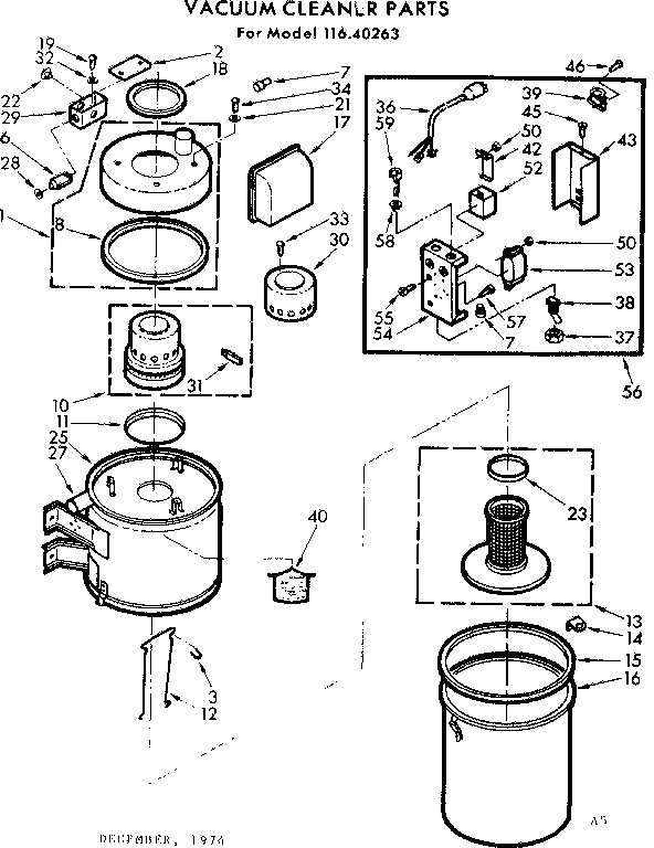 Vacuum Cleaner Parts Diagram and Parts List for 11640263  Kenmore Central Vacuum