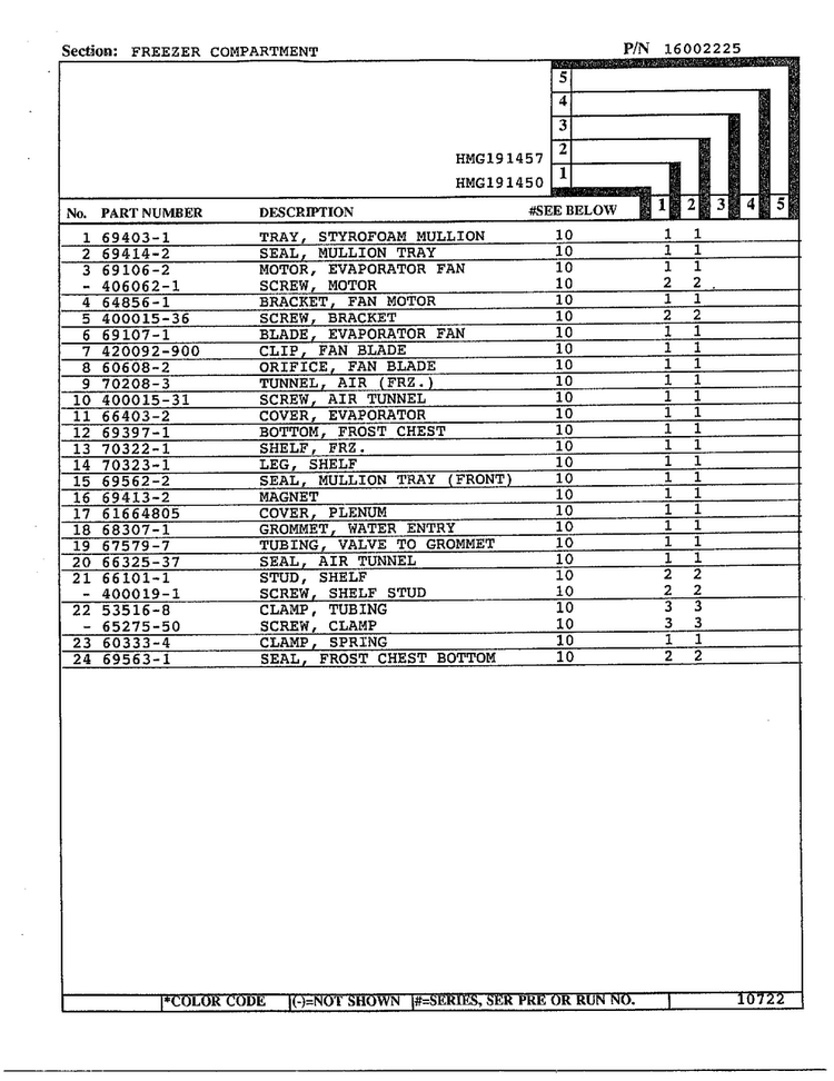 Freezer Compartment Page 2 Diagram and Parts List for 191457  Admiral Refrigerator