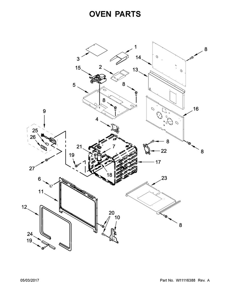Oven Parts Diagram and Parts List for JDRP436WP03  Jenn-Air Range