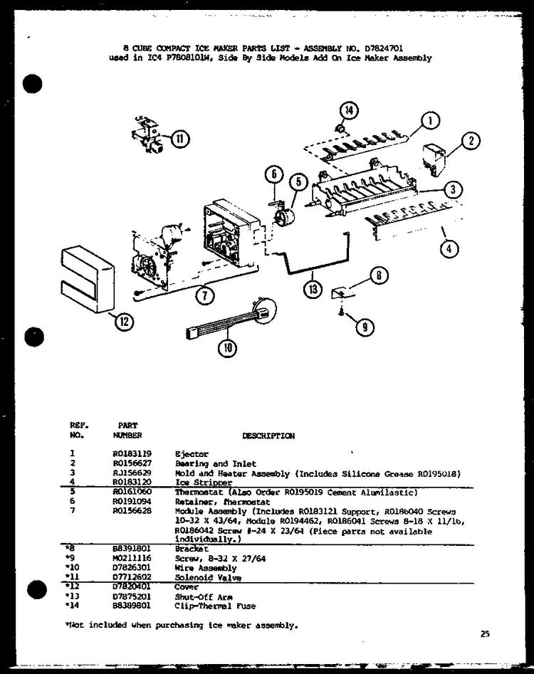 Section 2 Diagram and Parts List for SC25JP-7870114W  Amana Refrigerator