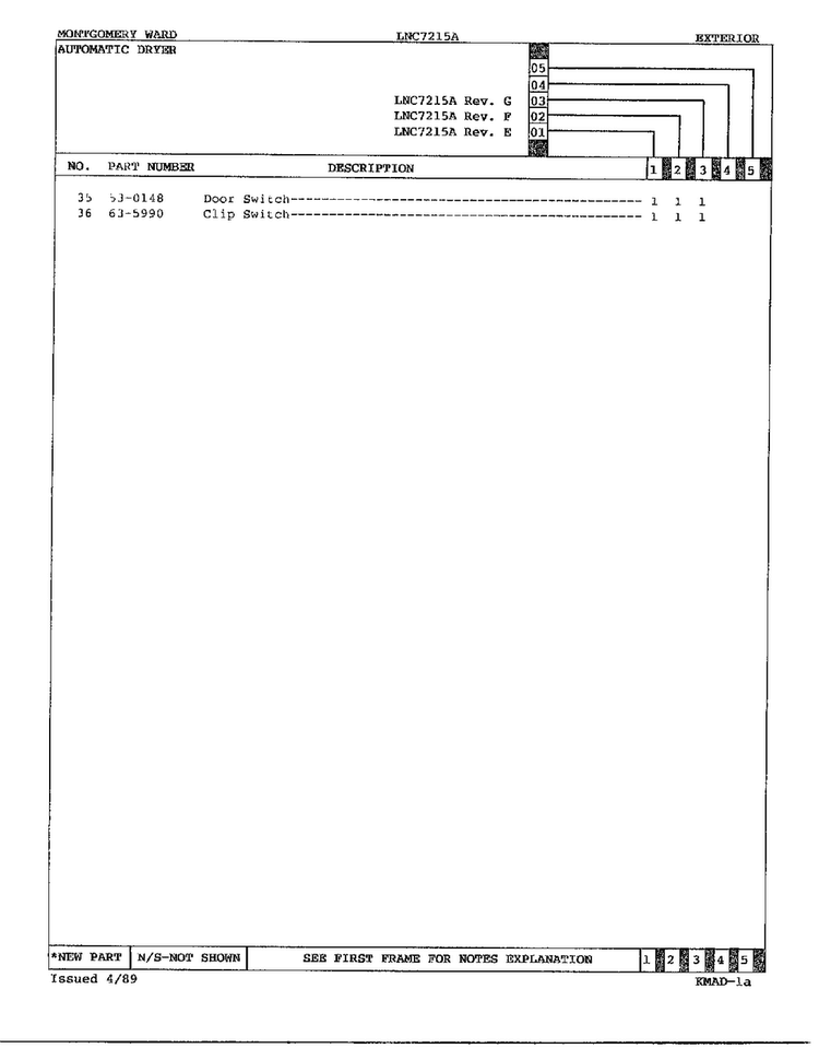 Automatic Dryer/exterior Page 3 Diagram and Parts List for 7215A REV E Norge Dryer