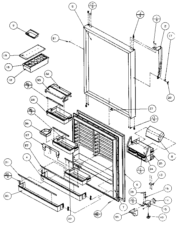 Refrigerator Door Diagram and Parts List for TX19R-P1158502W  Amana Refrigerator
