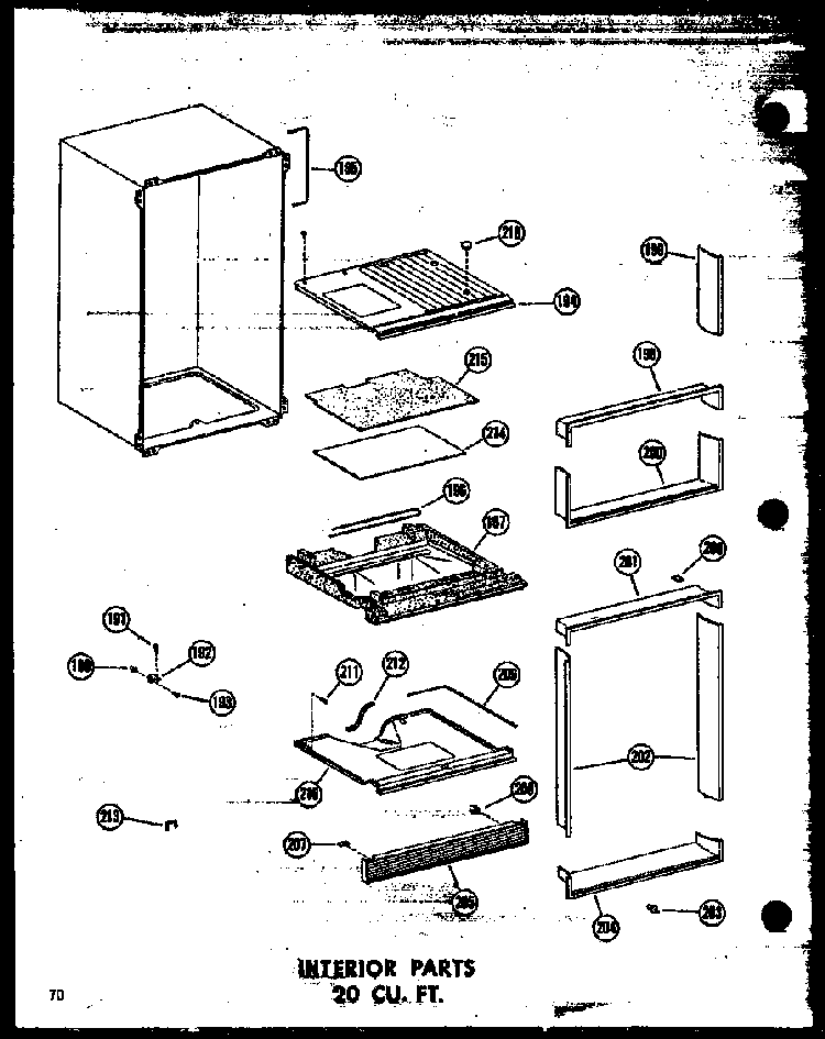 Interior Parts 20 Cu. Ft. Diagram and Parts List for T16N-P60236-48W  Amana Refrigerator