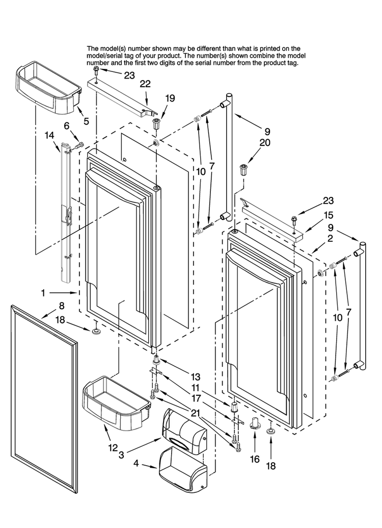Refrigerator Door Parts Diagram and Parts List for JFC2089HPF12  Jenn-Air Refrigerator