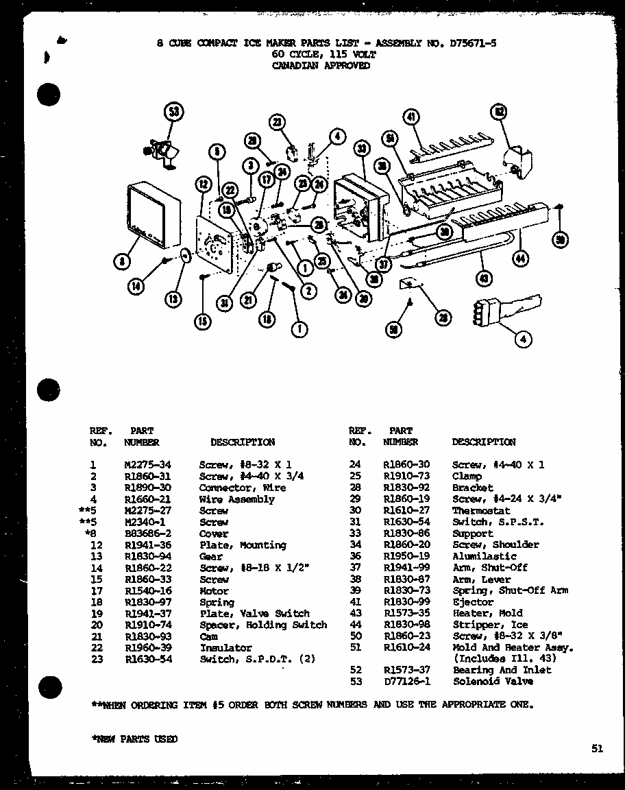8 Cube Compact Ice Maker (cic-4h/p76213-6w) Diagram and Parts List for TMI20SPH-P7711031W  Amana Refrigerator