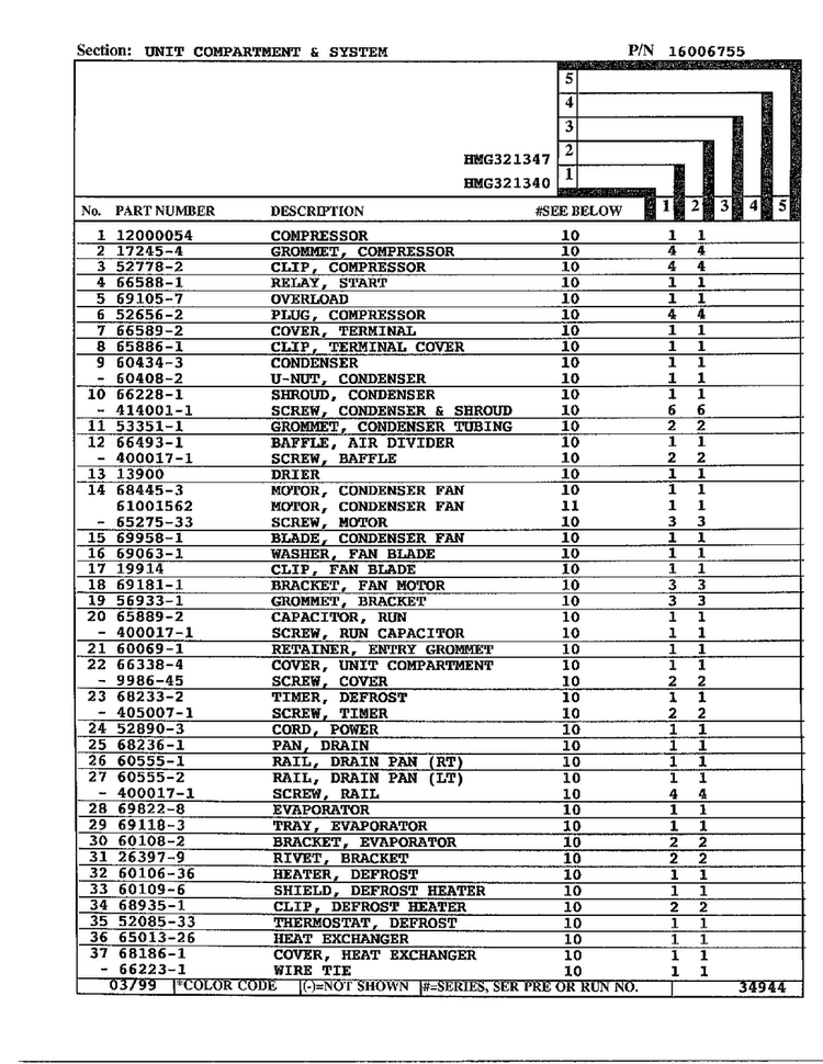 Unit Compartment And System Page 2 Diagram and Parts List for 321340  Admiral Refrigerator