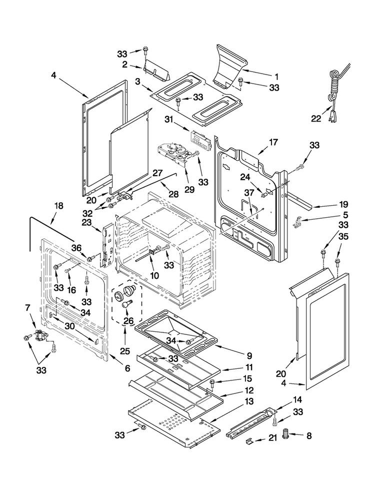 Chassis Parts Diagram and Parts List for AGR5844VDS3  Amana Range