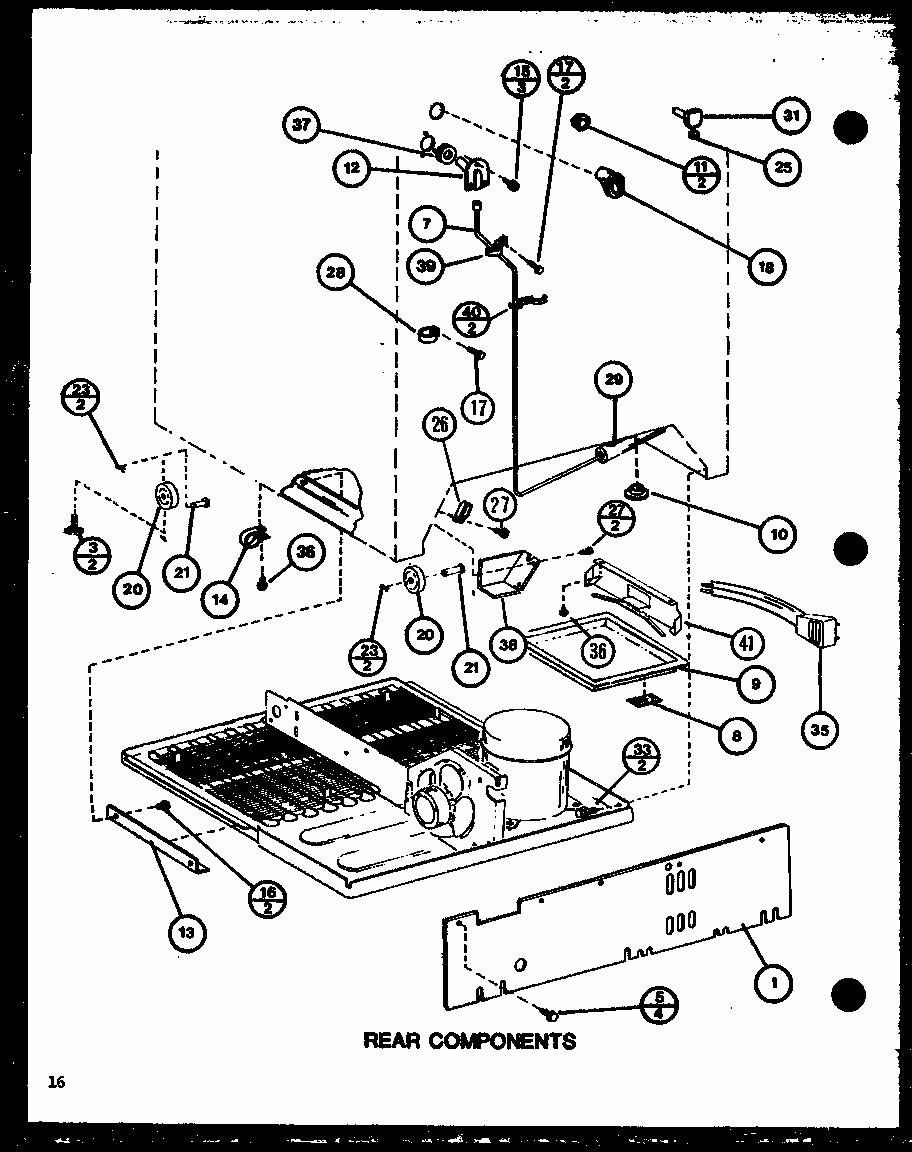 Rear Components (tm16k1/p7791108w) (tm16k1/p7791109w) (tm16k/p7791110w) (tm16k/p7791111w) (tmi16k/p7791112w) (tmi16k/p7791113w) Diagram and Parts List for TM20K-P7791118W  Amana Refrigerator