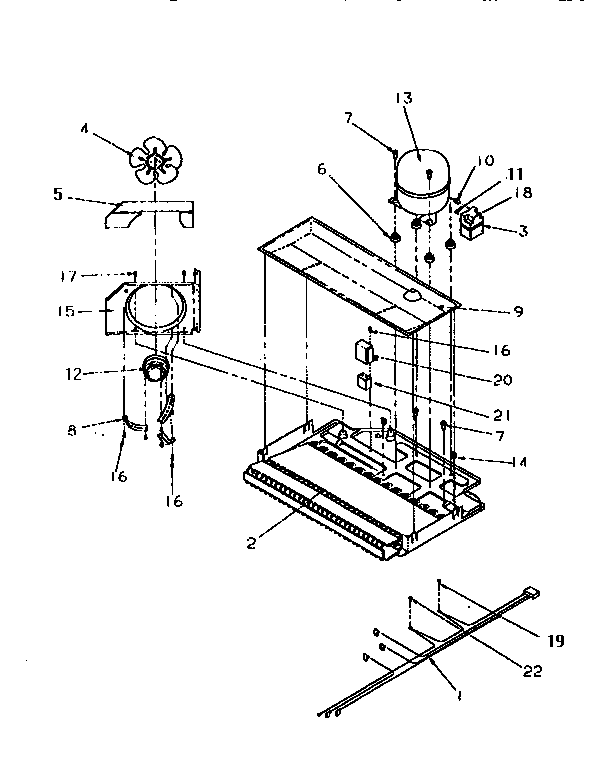 Compressor Compartment Diagram and Parts List for TR21S4W-P1196104WW  Amana Refrigerator