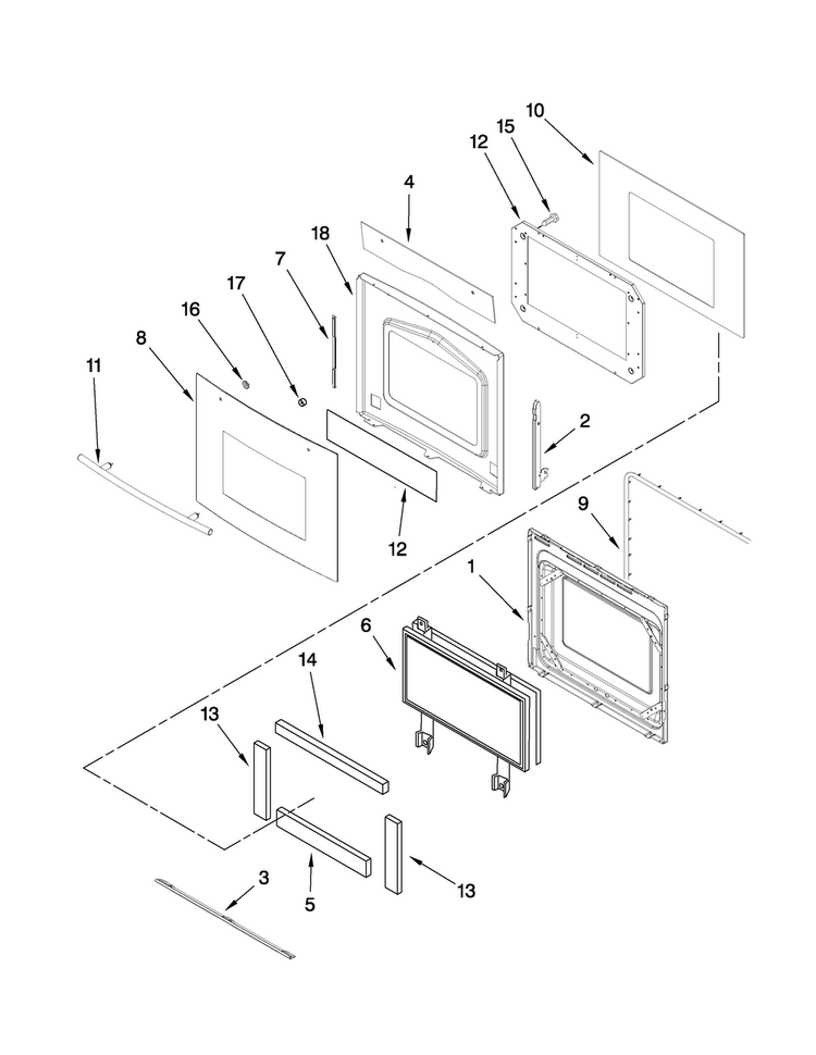 Upper Oven Door Parts Diagram and Parts List for JJW9627DDS30  Jenn-Air Wall Oven
