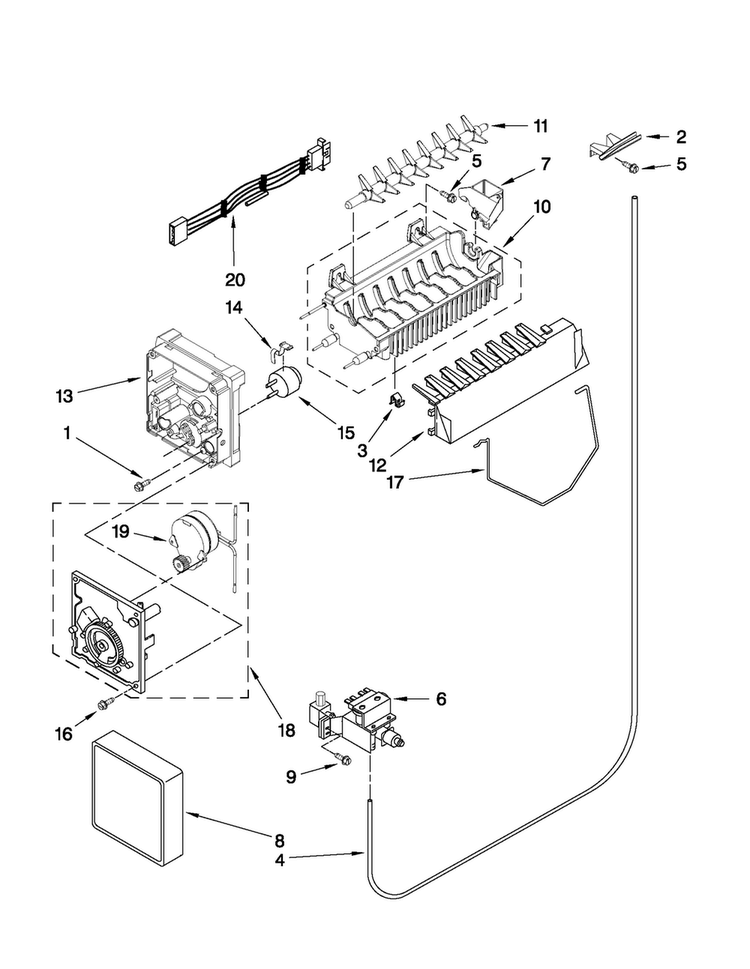Icemaker Parts Diagram and Parts List for MSD2573VEB01  Maytag Refrigerator