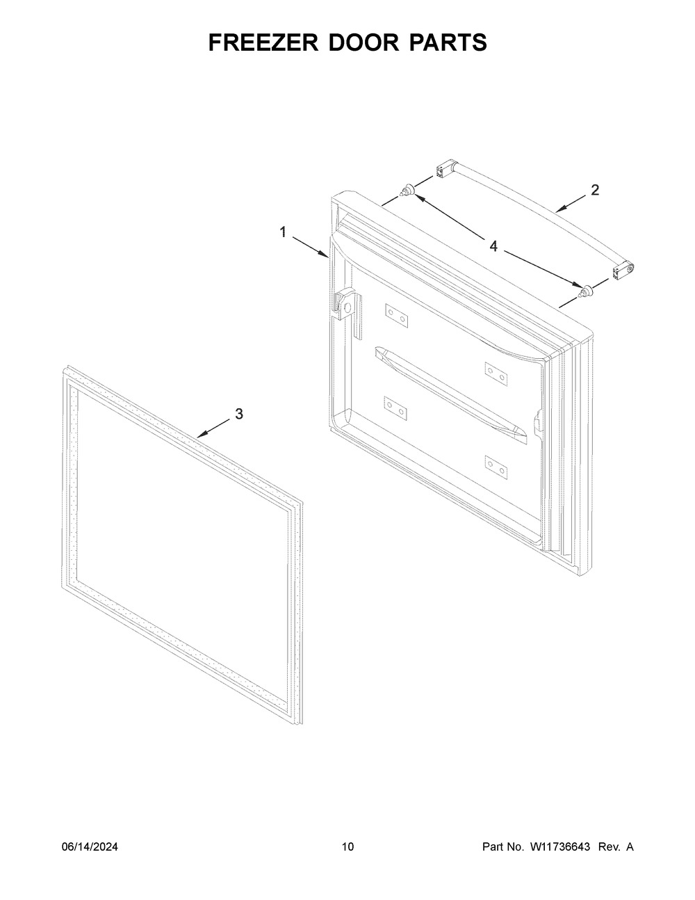 Freezer Door Parts Diagram and Parts List for JFFCF72DKL07  Jenn-Air Refrigerator