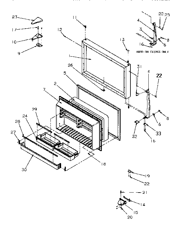 Freezer Door Diagram and Parts List for TR22S4L-P1196202WL  Amana Refrigerator