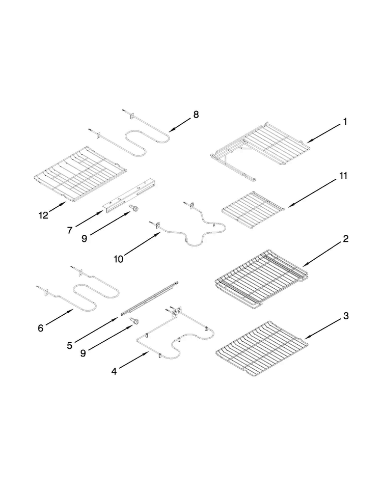 Rack And Element Parts Diagram and Parts List for JDR8895BAW13  Jenn-Air Range