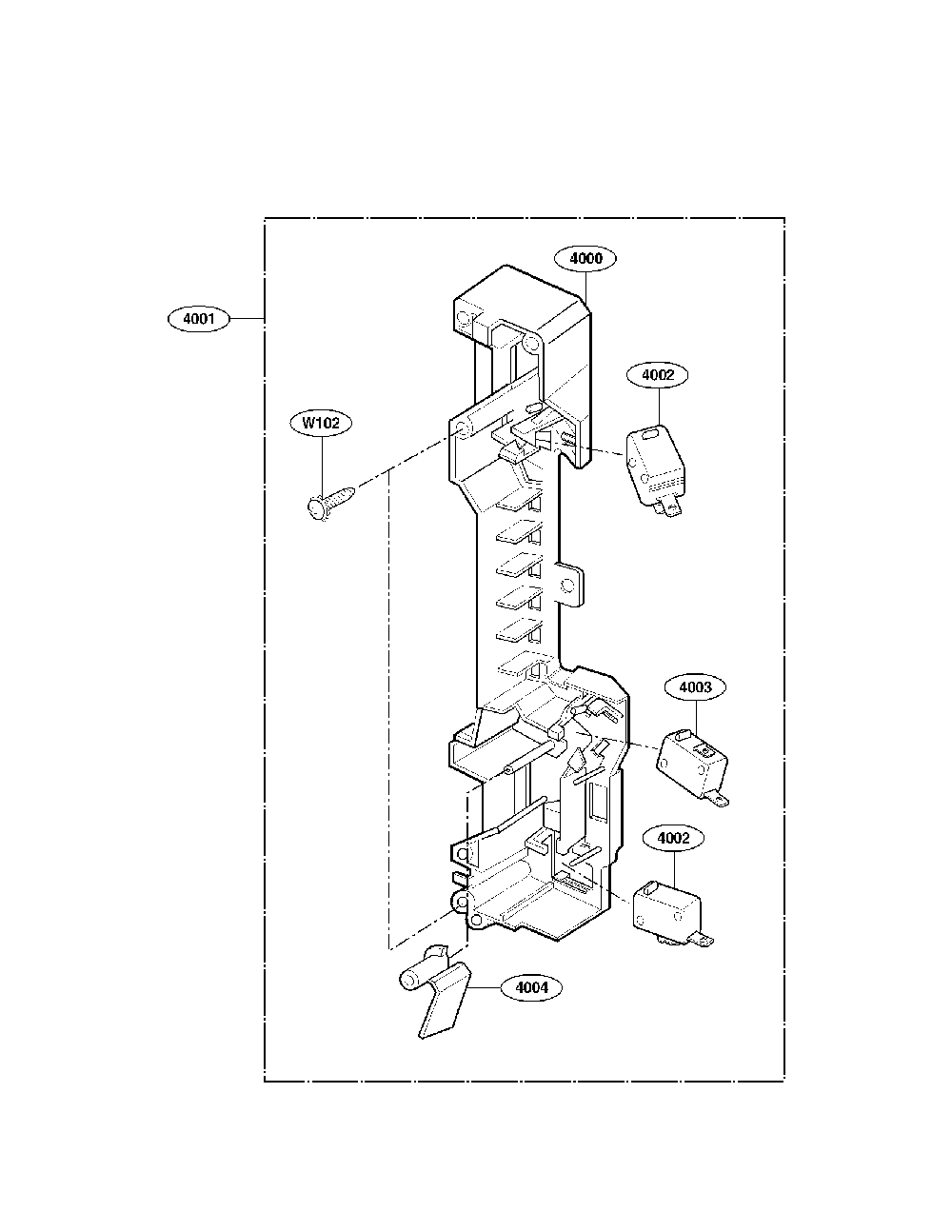 Latch Board Parts Diagram and Parts List for 72185032011  Kenmore Microwave Oven Combo