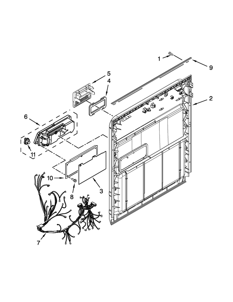 Inner Door Parts Diagram and Parts List for ADB1400PYB5  Amana Dishwasher