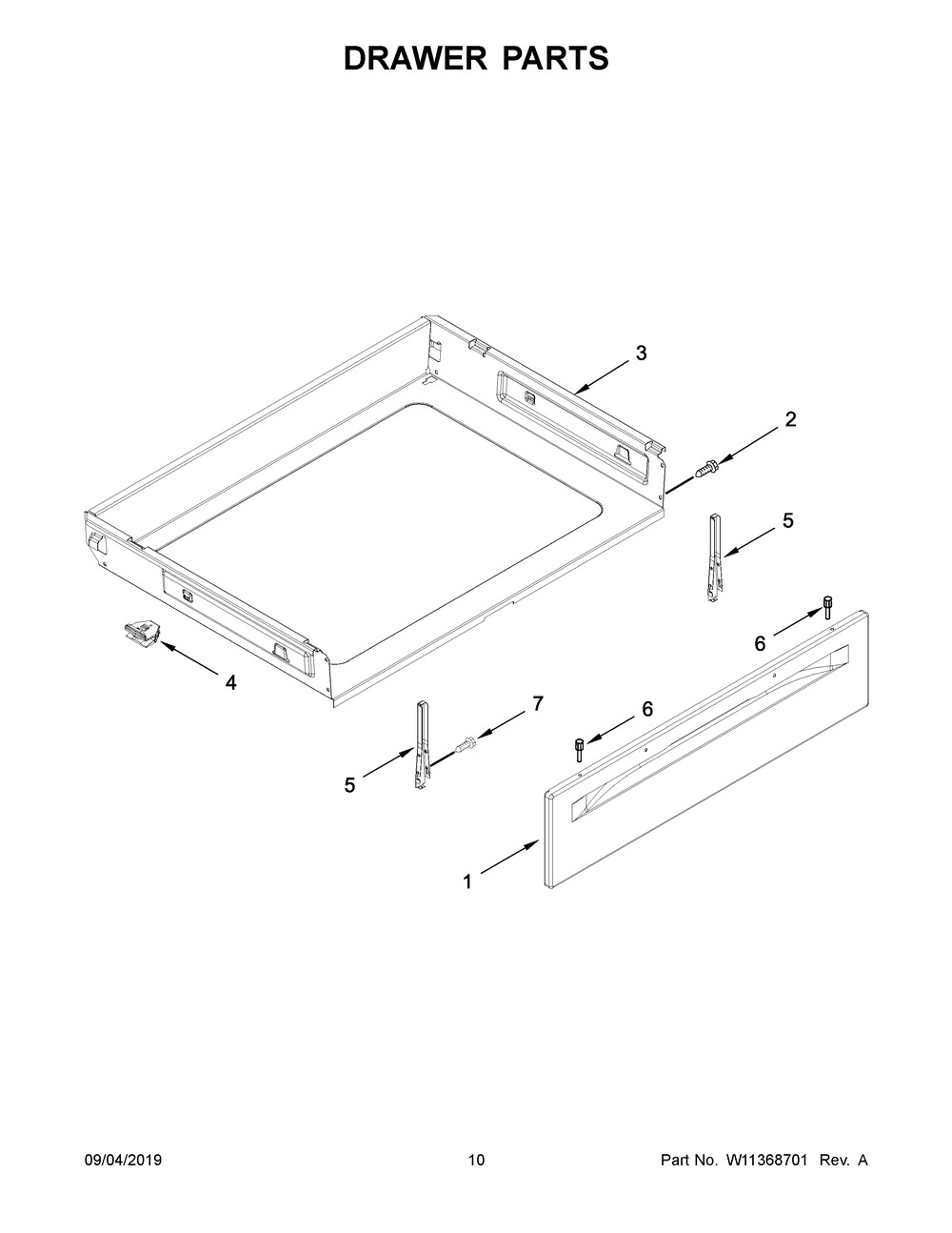 Drawer Parts Diagram and Parts List for YMER6600FB2  Maytag Range