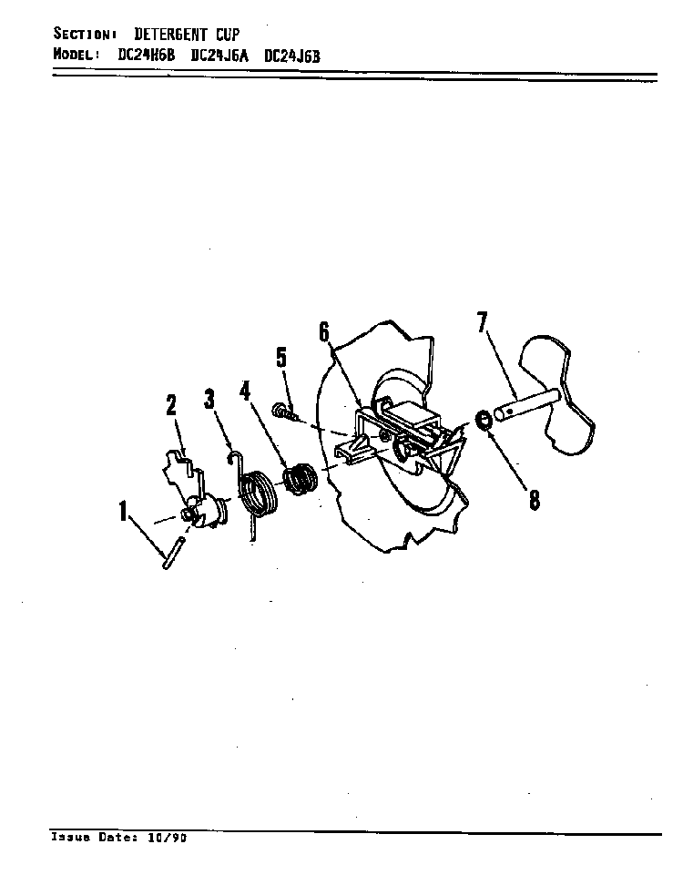 Detergent Cup Diagram and Parts List for DC24J6  Maytag Dishwasher