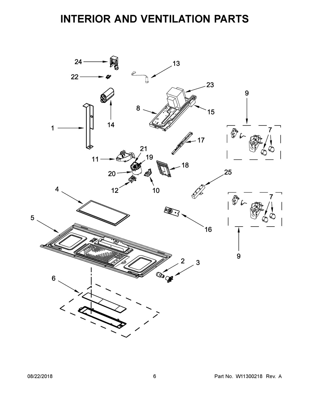 Interior And Ventilation Parts Diagram and Parts List for YMMV4205FW4  Maytag Microwave