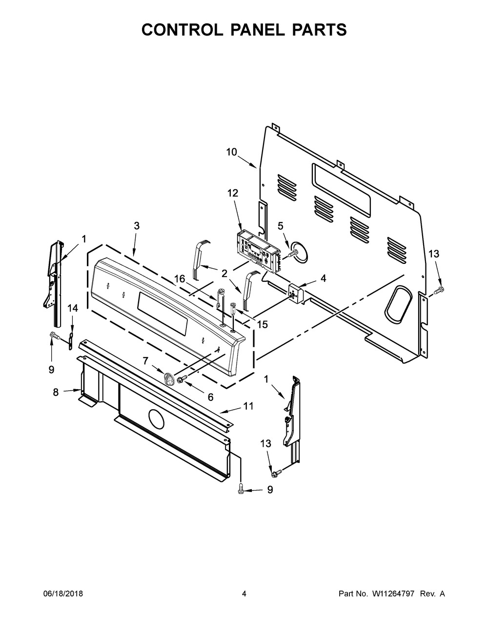 Control Panel Parts Diagram and Parts List for YACR4303MFS2  Maytag Range
