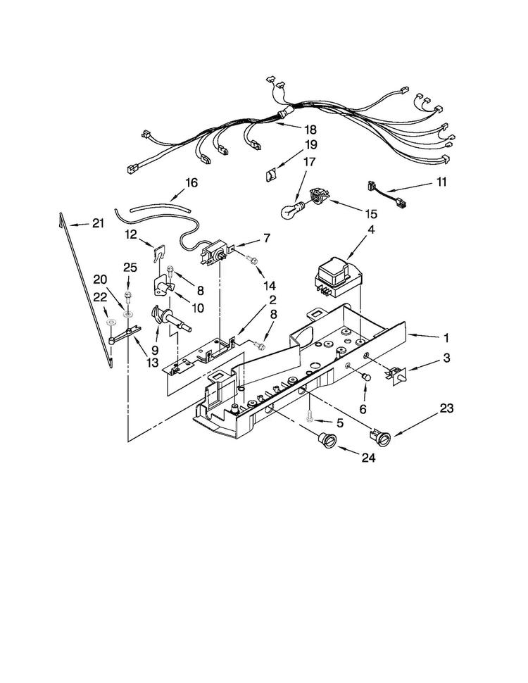 Control Parts Diagram and Parts List for MSF25D2EAS00  Maytag Refrigerator