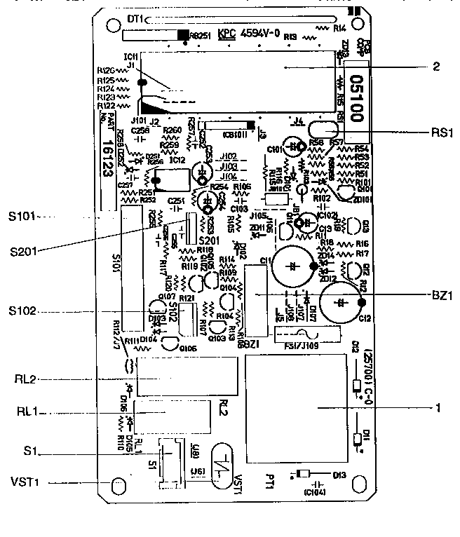 Power And Control Circuit Board Diagram and Parts List for 56566480691  Kenmore Microwave
