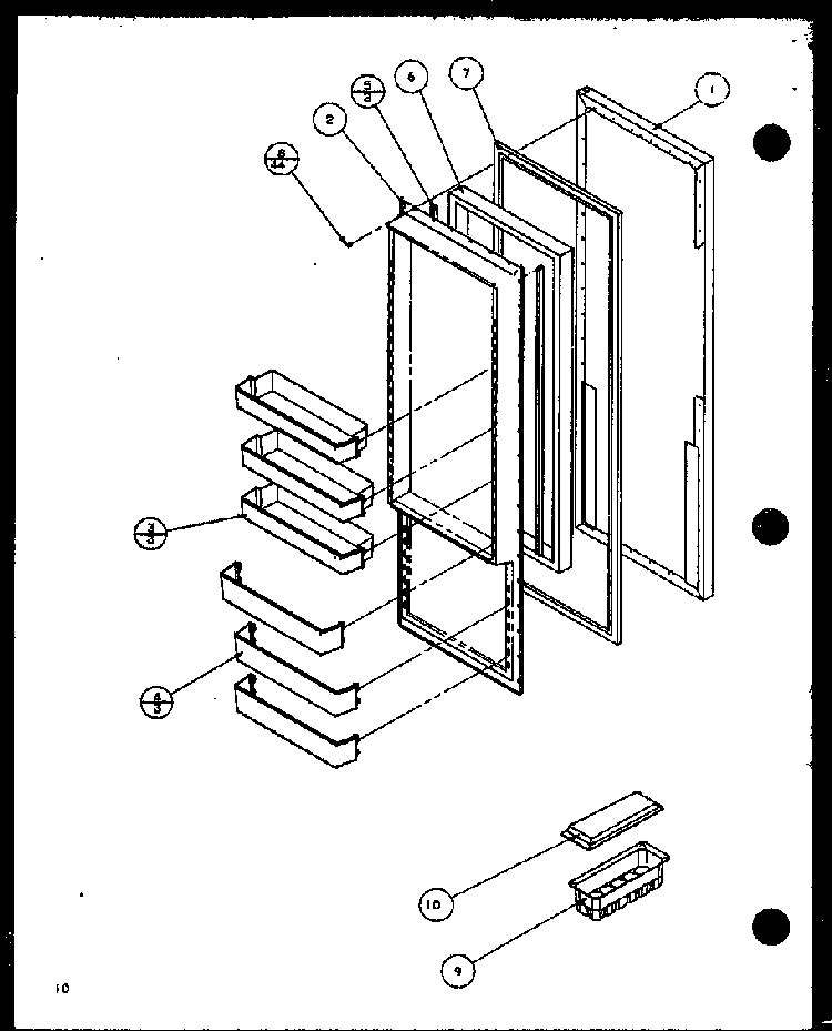 Refrigerator Door Diagram and Parts List for 2599CIWL-P1121501WL  Amana Refrigerator